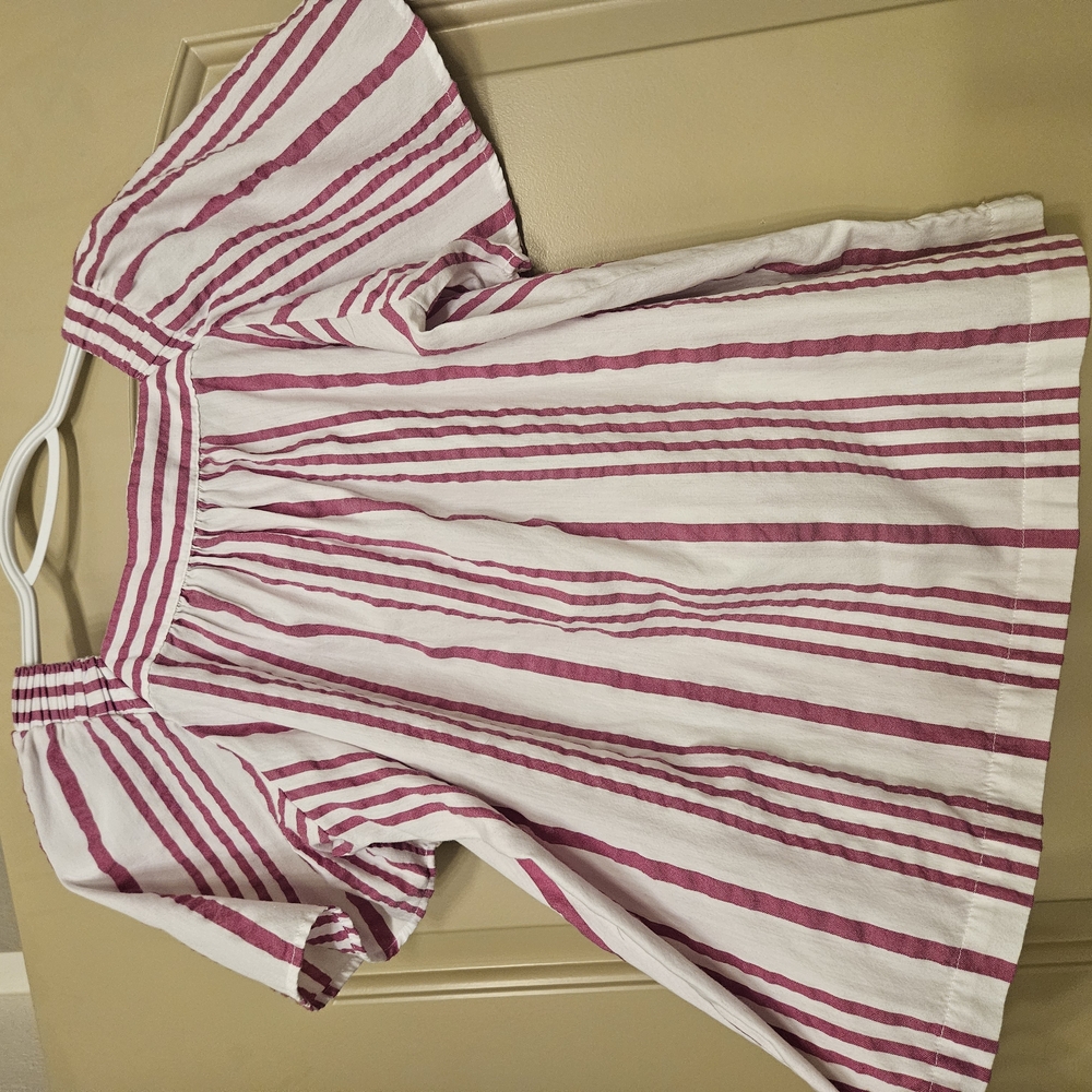 Striped White and Burgundy Blouse